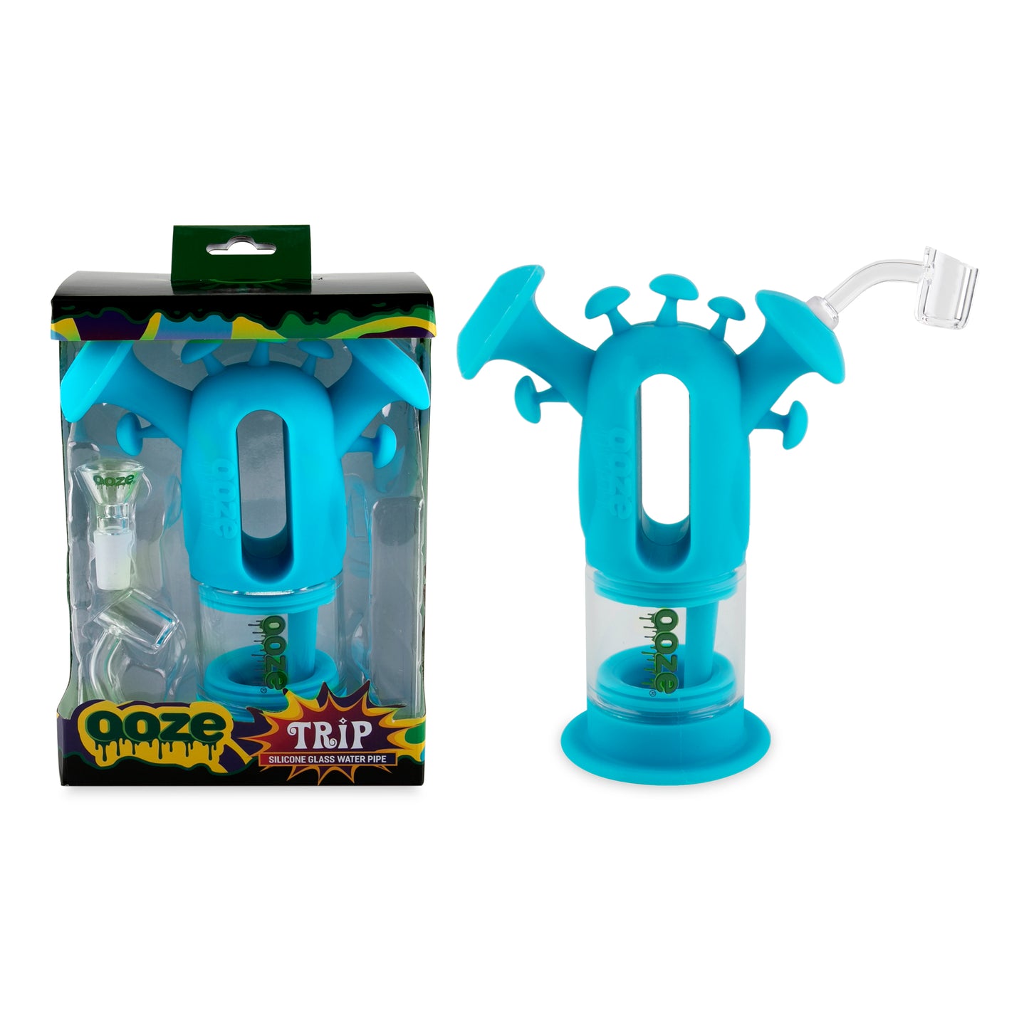 Ooze Trip Pipe Silicone Water Bubbler & Dab Rig - Aqua Teal