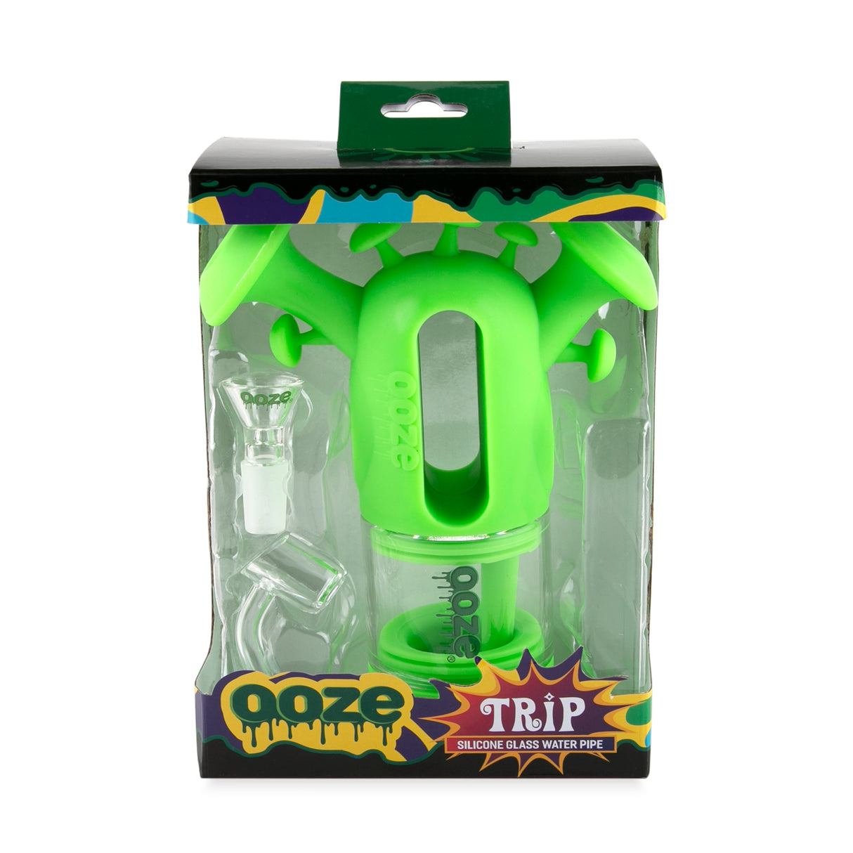 Ooze Trip Pipe Silicone Water Bubbler & Dab Rig - Slime Green