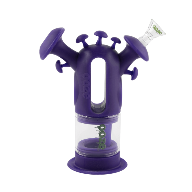 Purple silicone Trip mushroom bong with the glass bowl inserted
