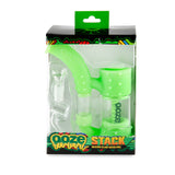 Ooze Stack Pipe Silicone Water Bubbler & Dab Rig - Green Glow