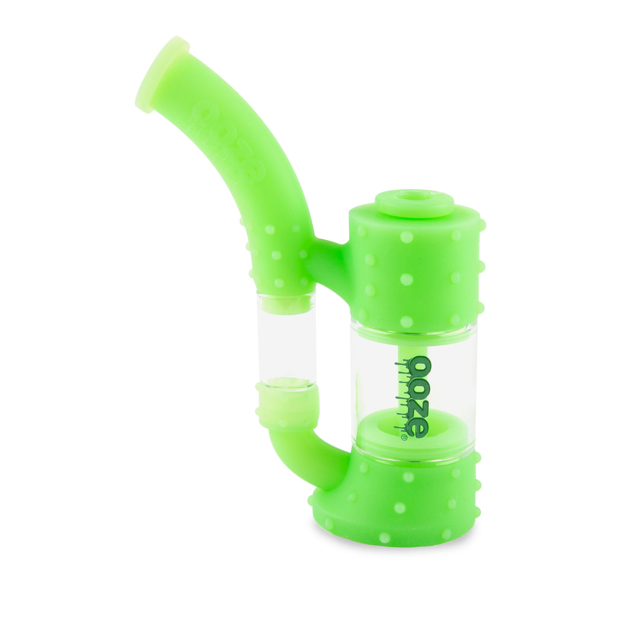 Ooze Stack Pipe Silicone Water Bubbler & Dab Rig - Green Glow