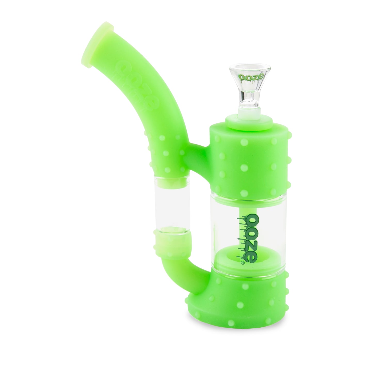 Ooze Stack Pipe Silicone Water Bubbler & Dab Rig - Green Glow