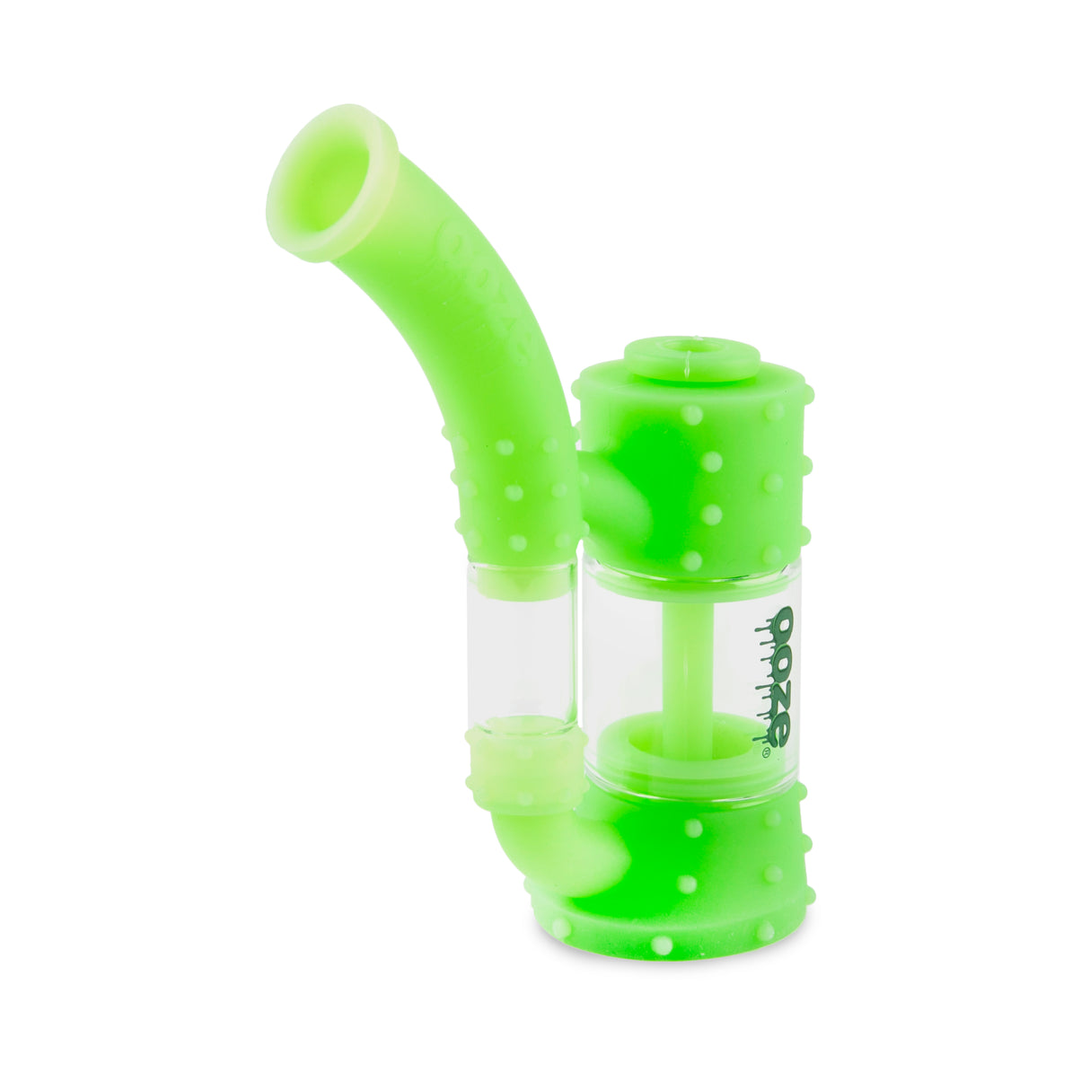 Ooze Stack Pipe Silicone Water Bubbler & Dab Rig - Green Glow