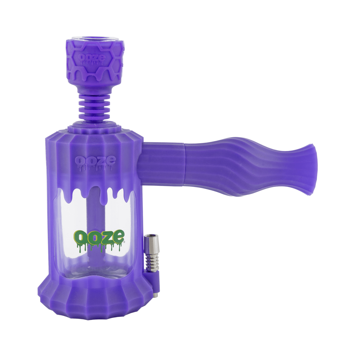 Purple silicone Clobb with bowl inserted to show as a bong