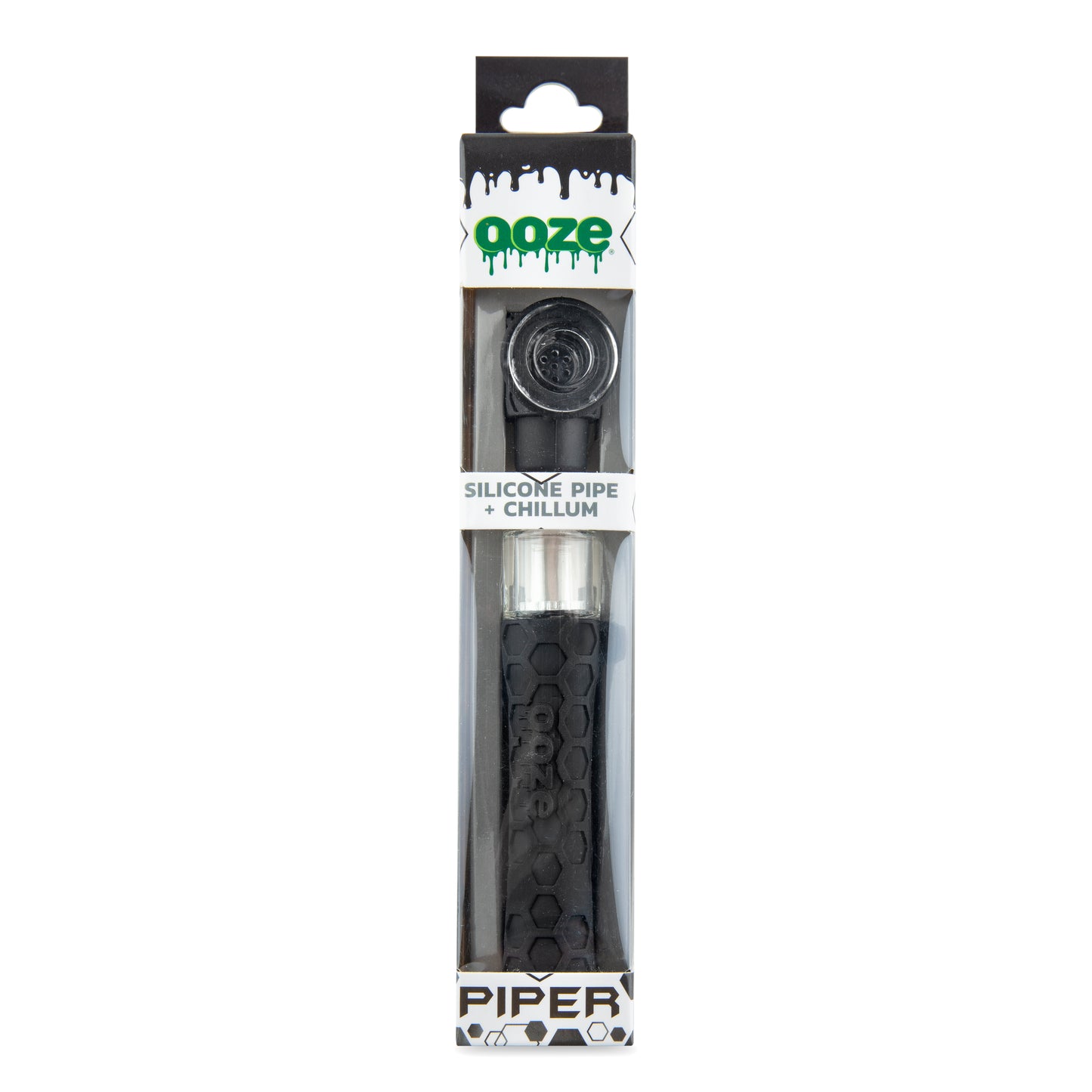 Ooze Piper Silicone Glass Hand Pipe & Chillum - Black