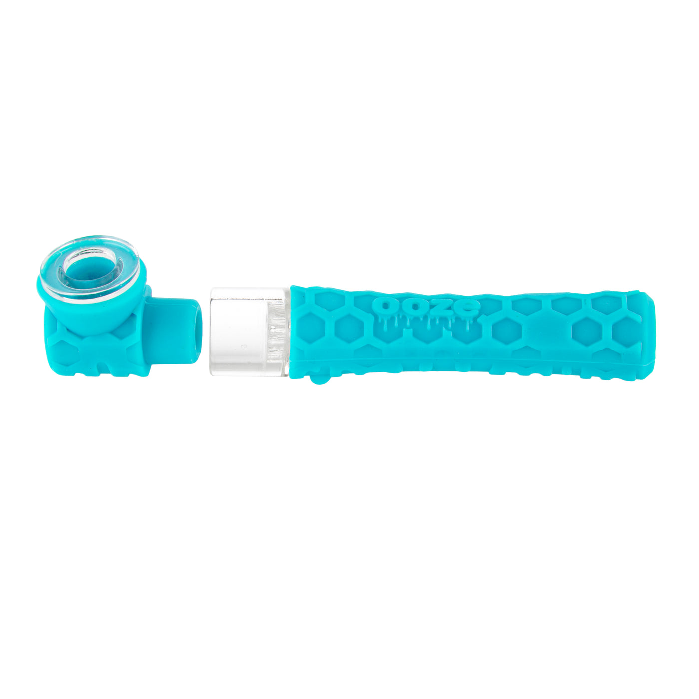 Ooze Piper Silicone Glass Hand Pipe & Chillum - Aqua Teal