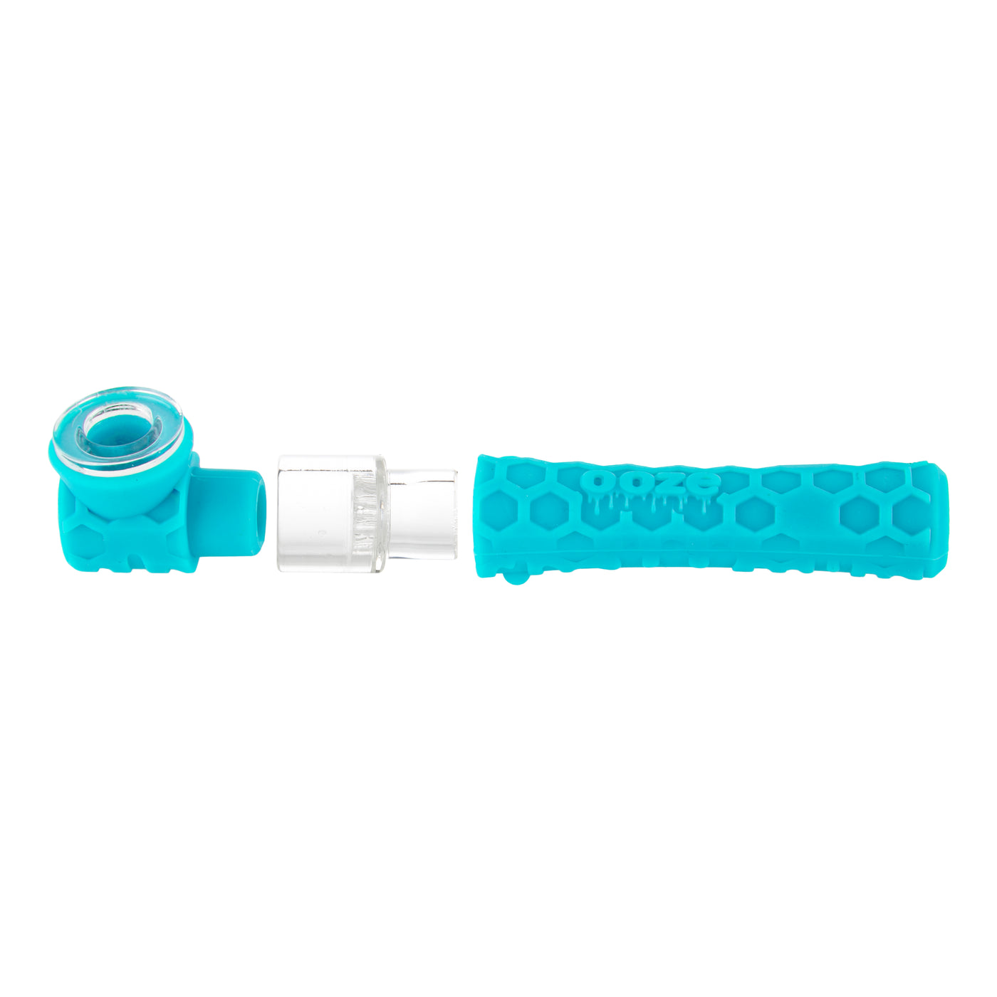 Ooze Piper Silicone Glass Hand Pipe & Chillum - Aqua Teal