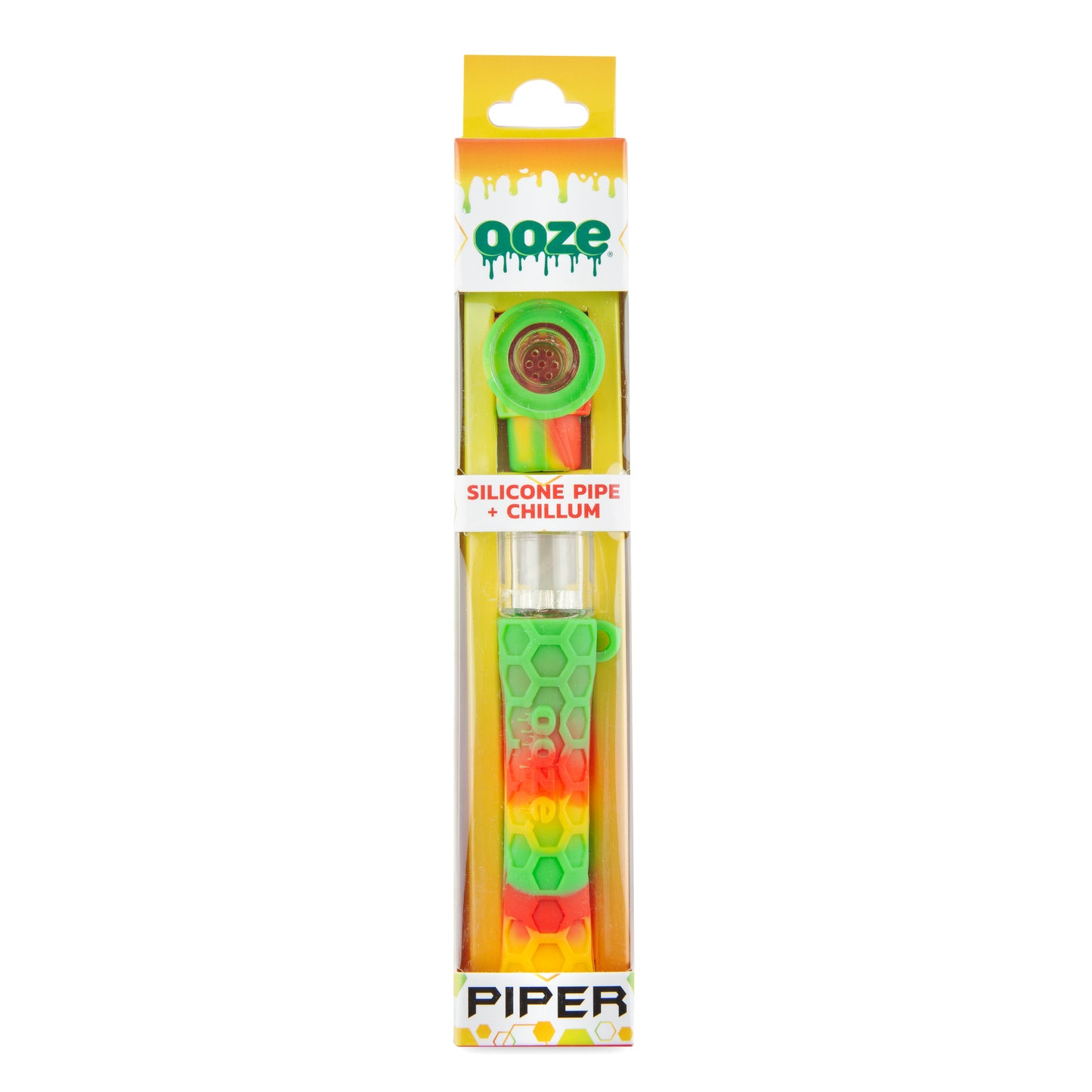 Ooze Piper Silicone Glass Hand Pipe & Chillum - Rasta