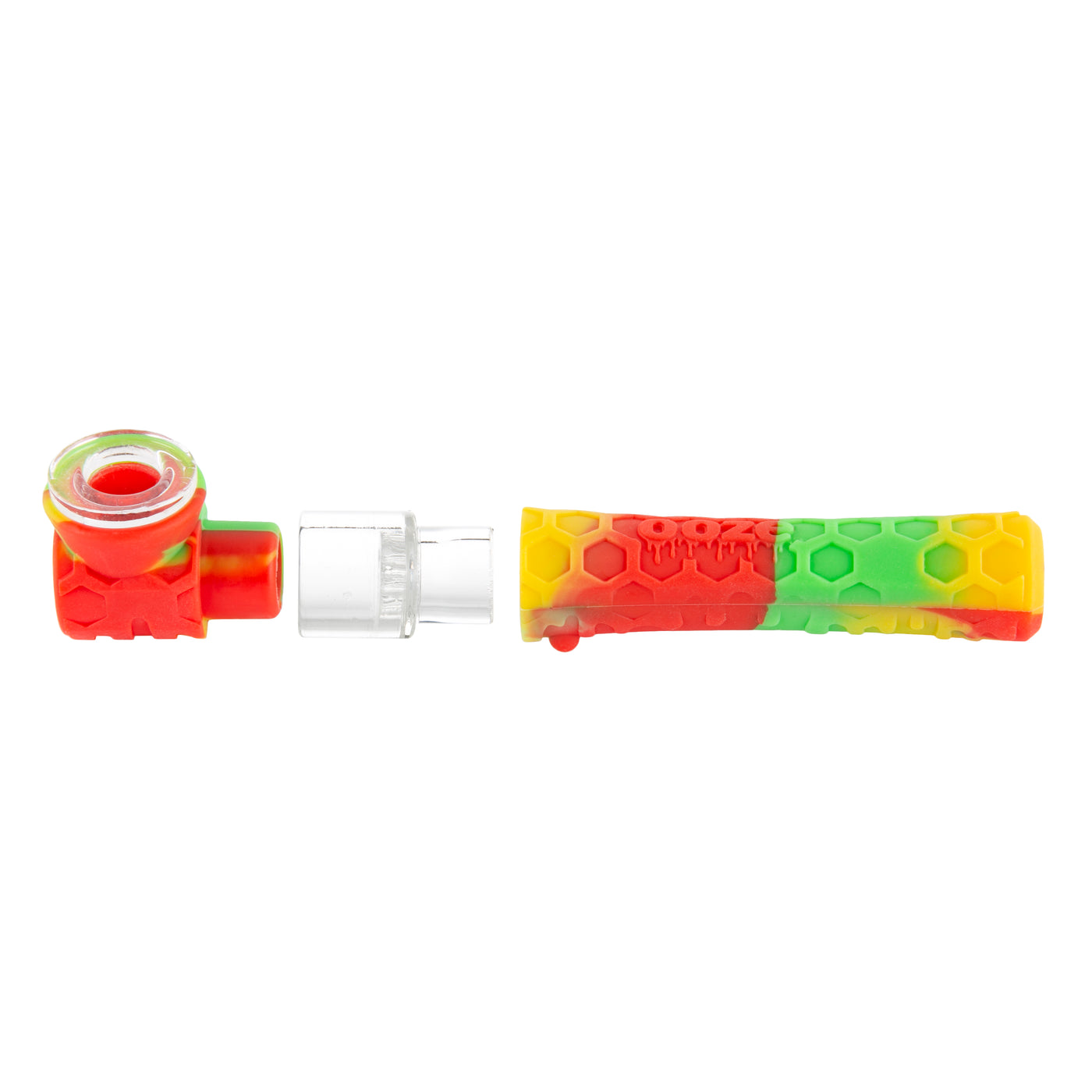 Ooze Piper Silicone Glass Hand Pipe & Chillum - Rasta
