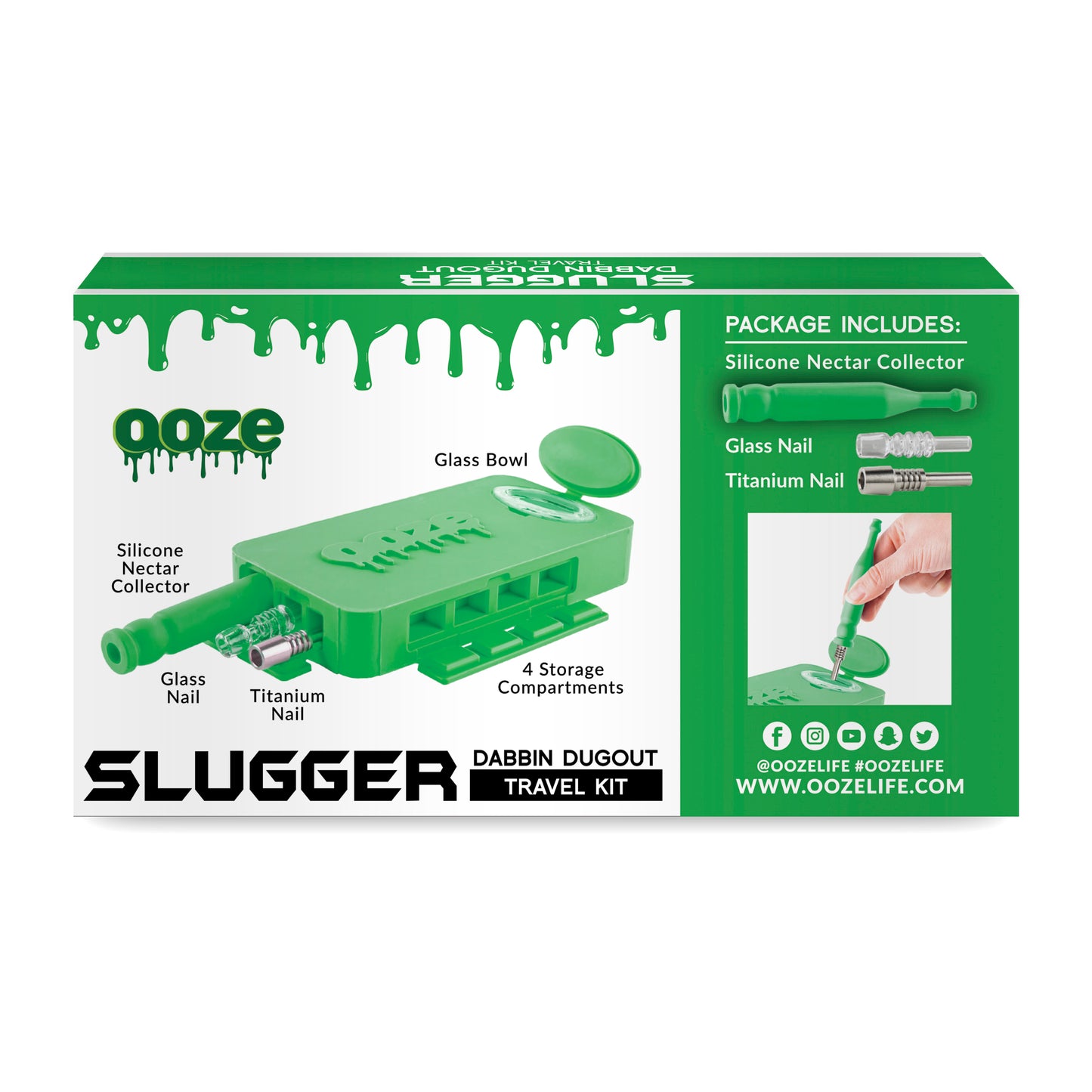 Ooze Slugger Dabbin' Dugout Silicone Travel Dab Kit - Slime Green