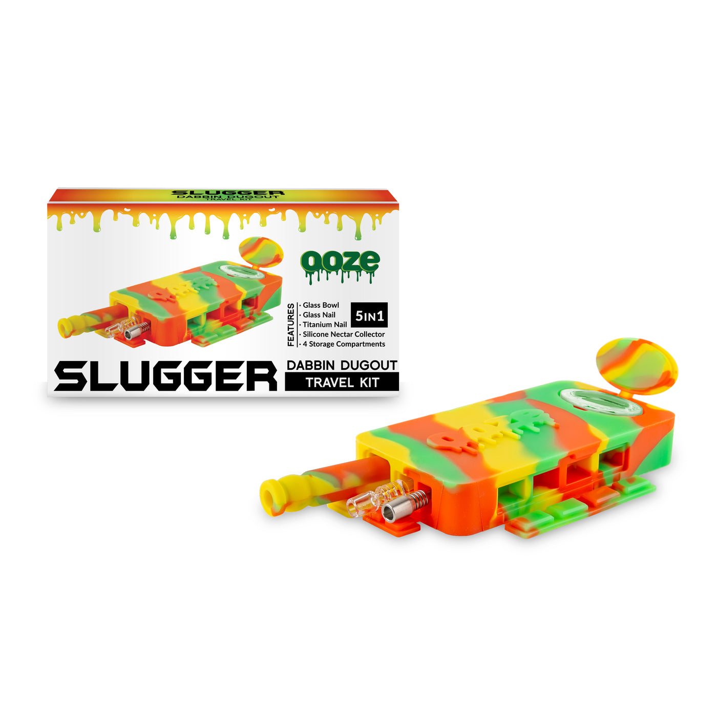 Ooze Slugger Dabbin' Dugout Silicone Travel Dab Kit - Rasta