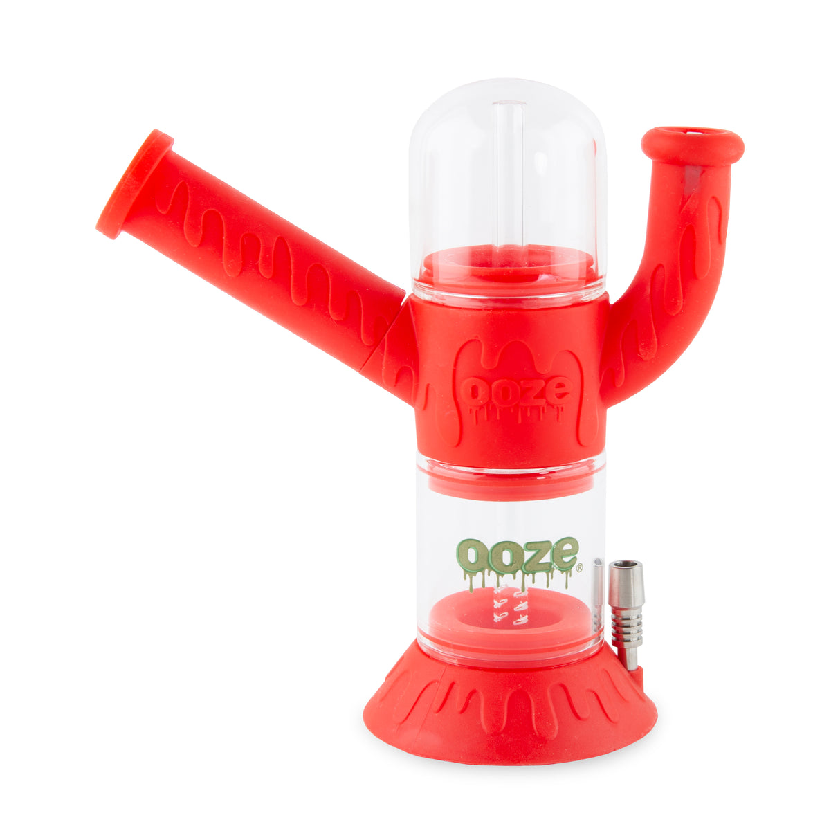 Ooze Cranium Silicone Water Pipe, Dab Rig & Dab Straw - Scarlet