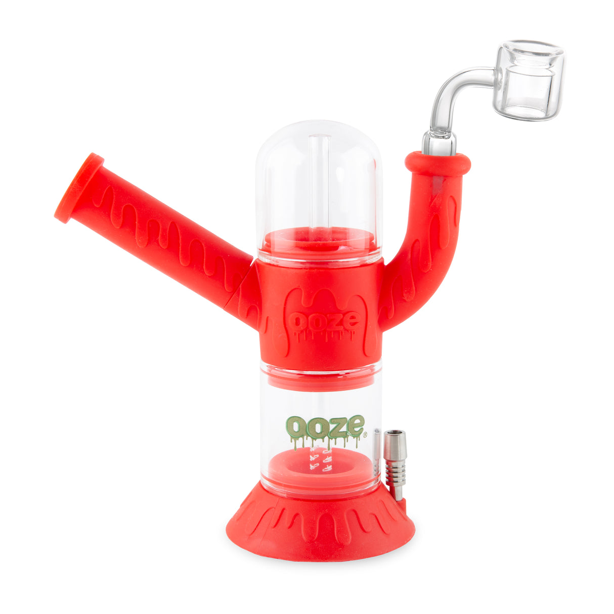 Ooze Cranium Silicone Water Pipe, Dab Rig & Dab Straw - Scarlet