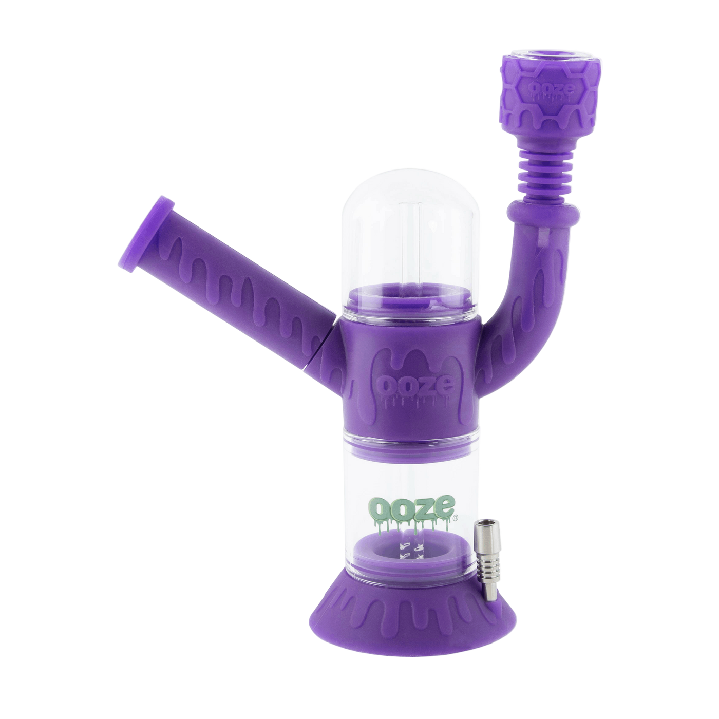 Purple silicone Cranium bong with bowl attachment inserted