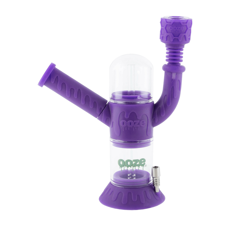 Purple silicone Cranium bong with bowl attachment inserted