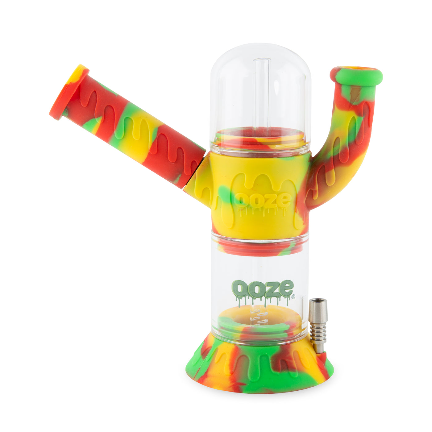 Ooze Cranium Silicone Water Pipe, Dab Rig & Dab Straw - Rasta