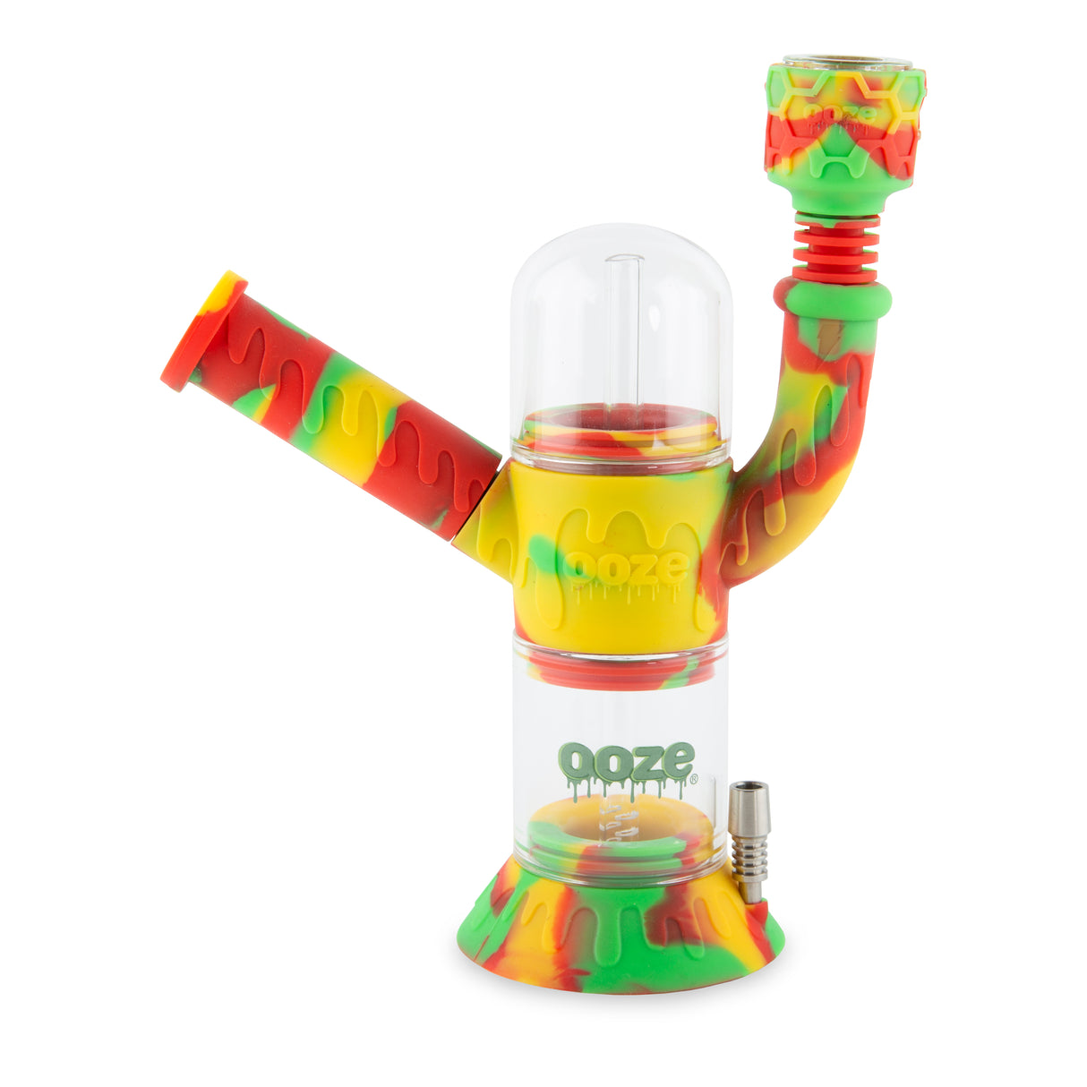 Ooze Cranium Silicone Water Pipe, Dab Rig & Dab Straw - Rasta