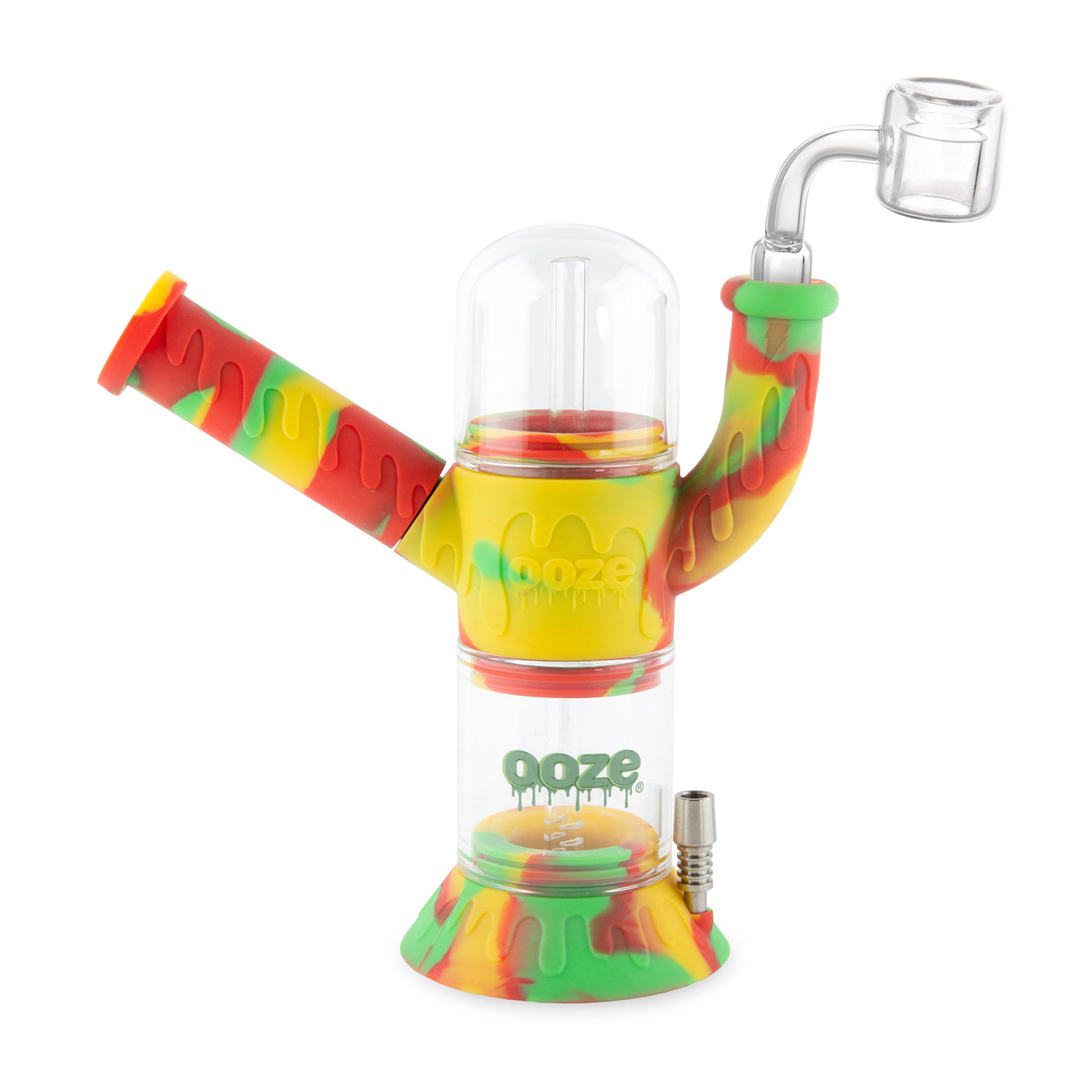 Ooze Cranium Silicone Water Pipe, Dab Rig & Dab Straw - Rasta