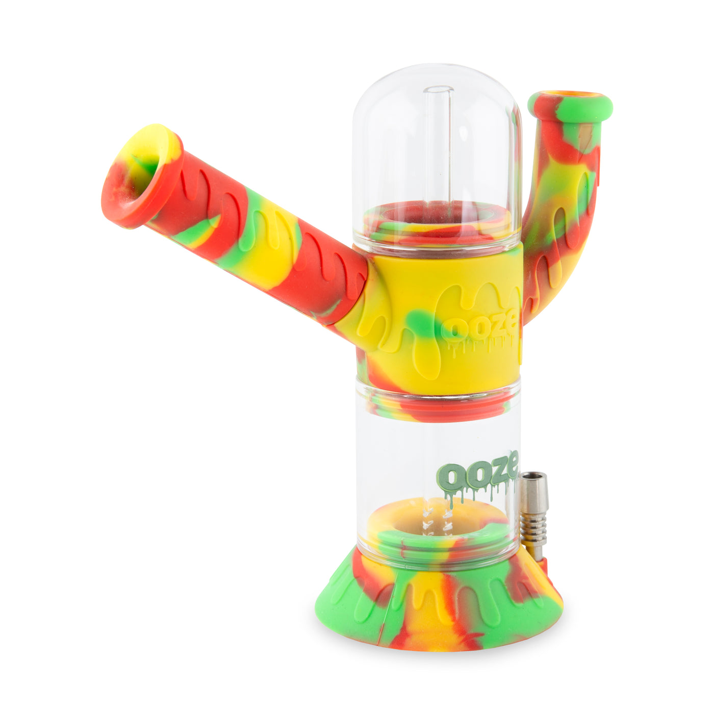 Ooze Cranium Silicone Water Pipe, Dab Rig & Dab Straw - Rasta