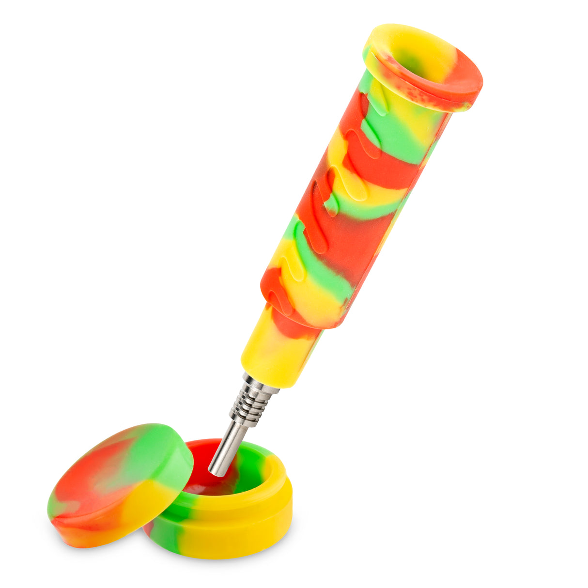 Ooze Cranium Silicone Water Pipe, Dab Rig & Dab Straw - Rasta