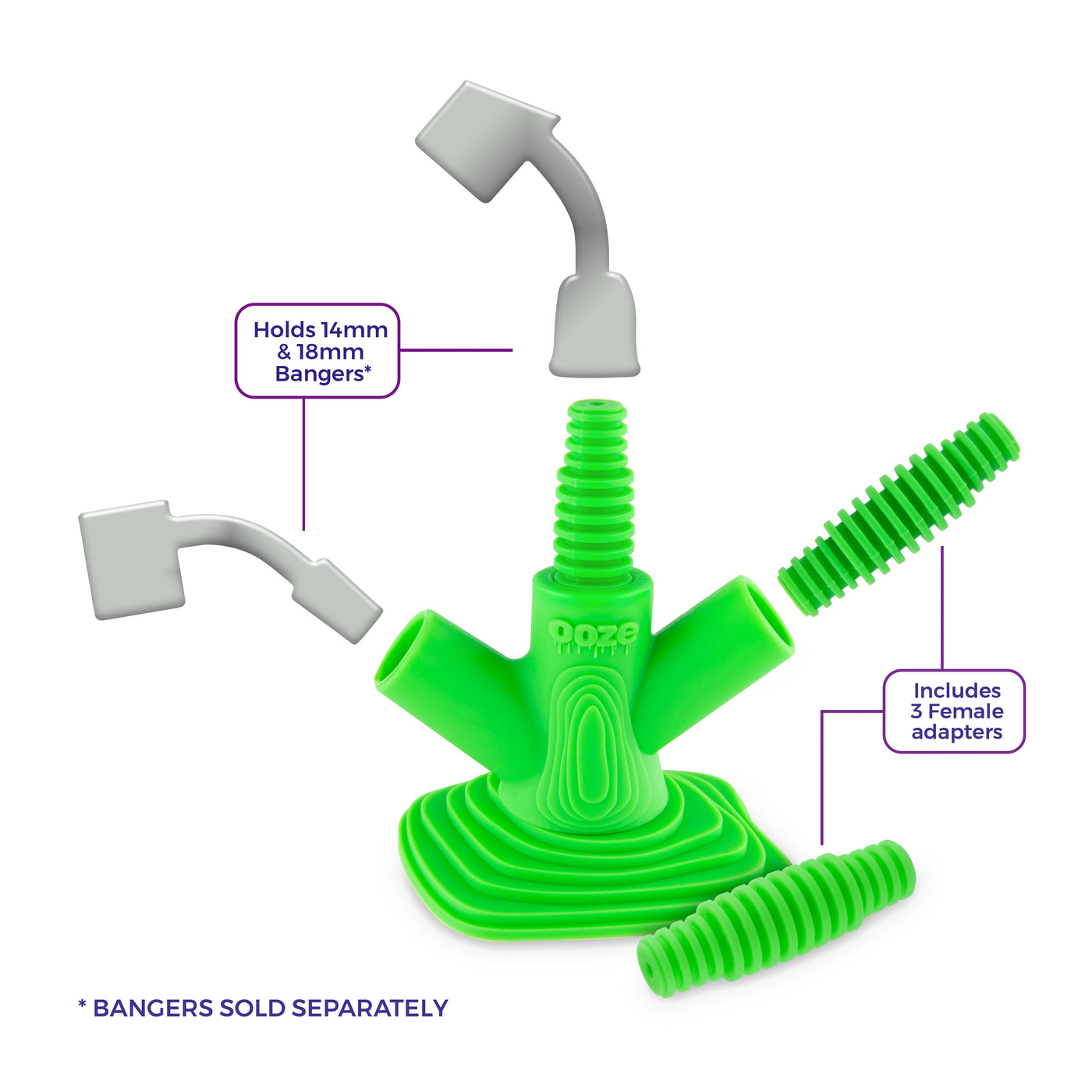 Ooze Banger Hanger Silicone Banger Stand - Slime Green