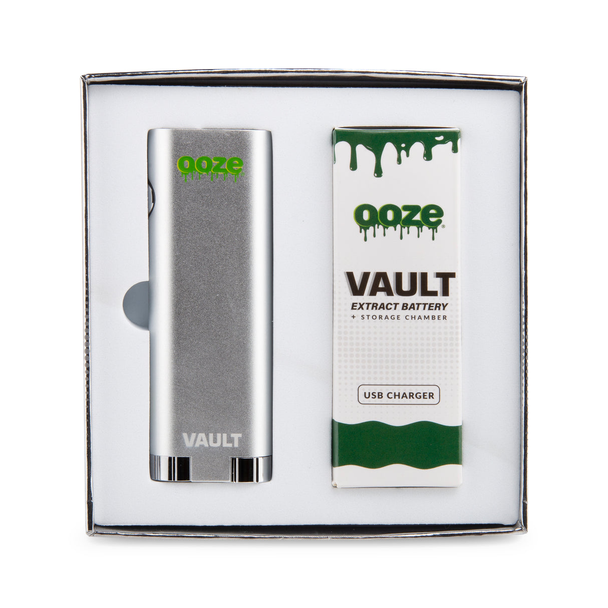 Ooze Vault 510 Thread Vape Battery With Storage Chamber - Stellar Silver