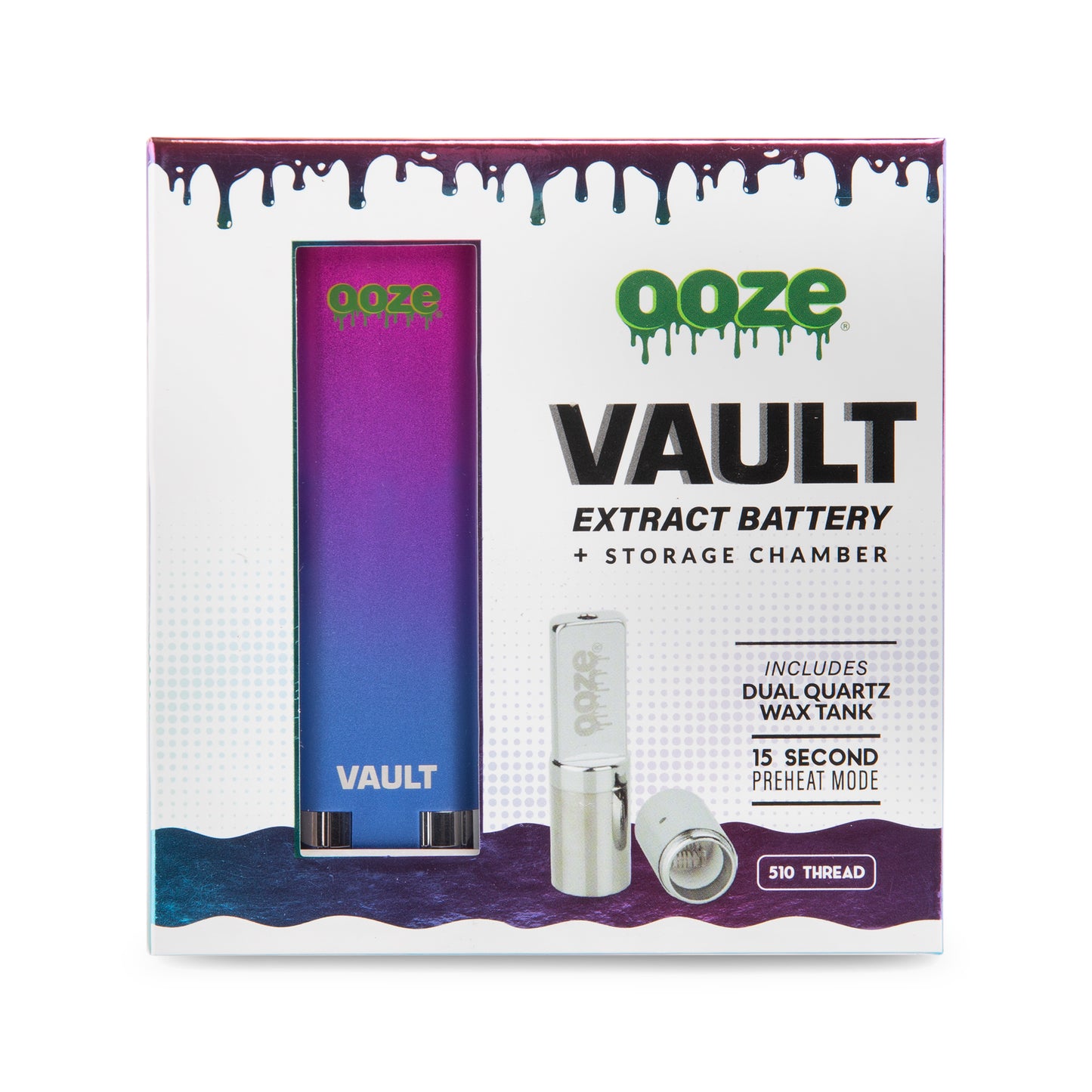 Ooze Vault 510 Thread Vape Battery With Storage Chamber - Rainbow