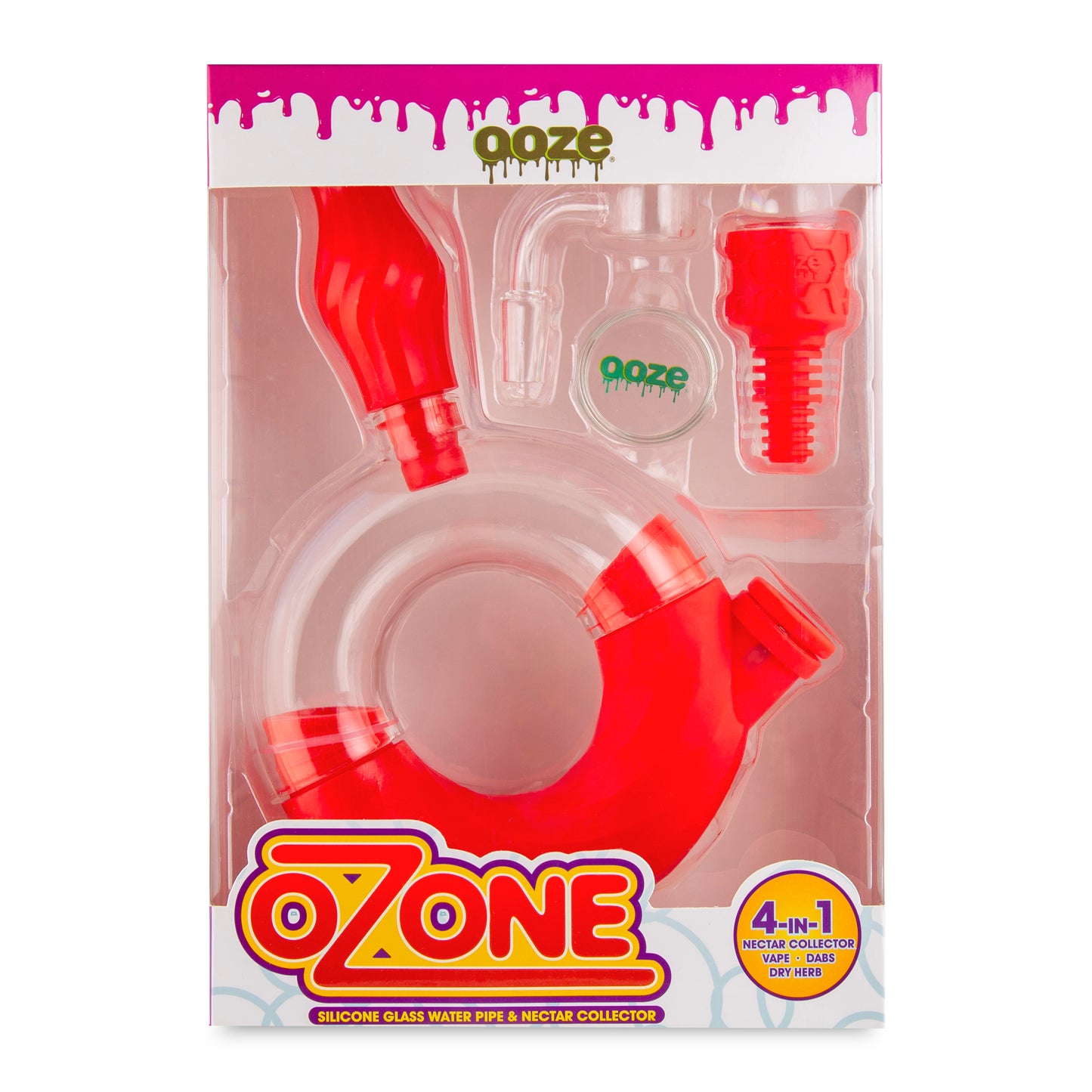Ooze Ozone Silicone Water Pipe, Dab Rig & Dab Straw - Scarlet