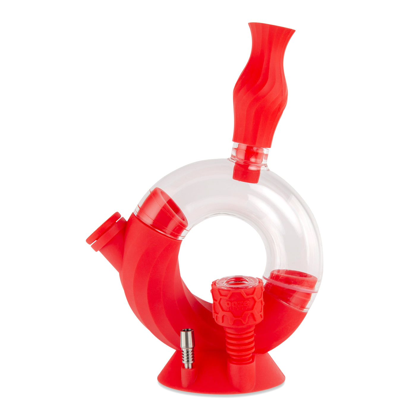 Ooze Ozone Silicone Water Pipe, Dab Rig & Dab Straw - Scarlet
