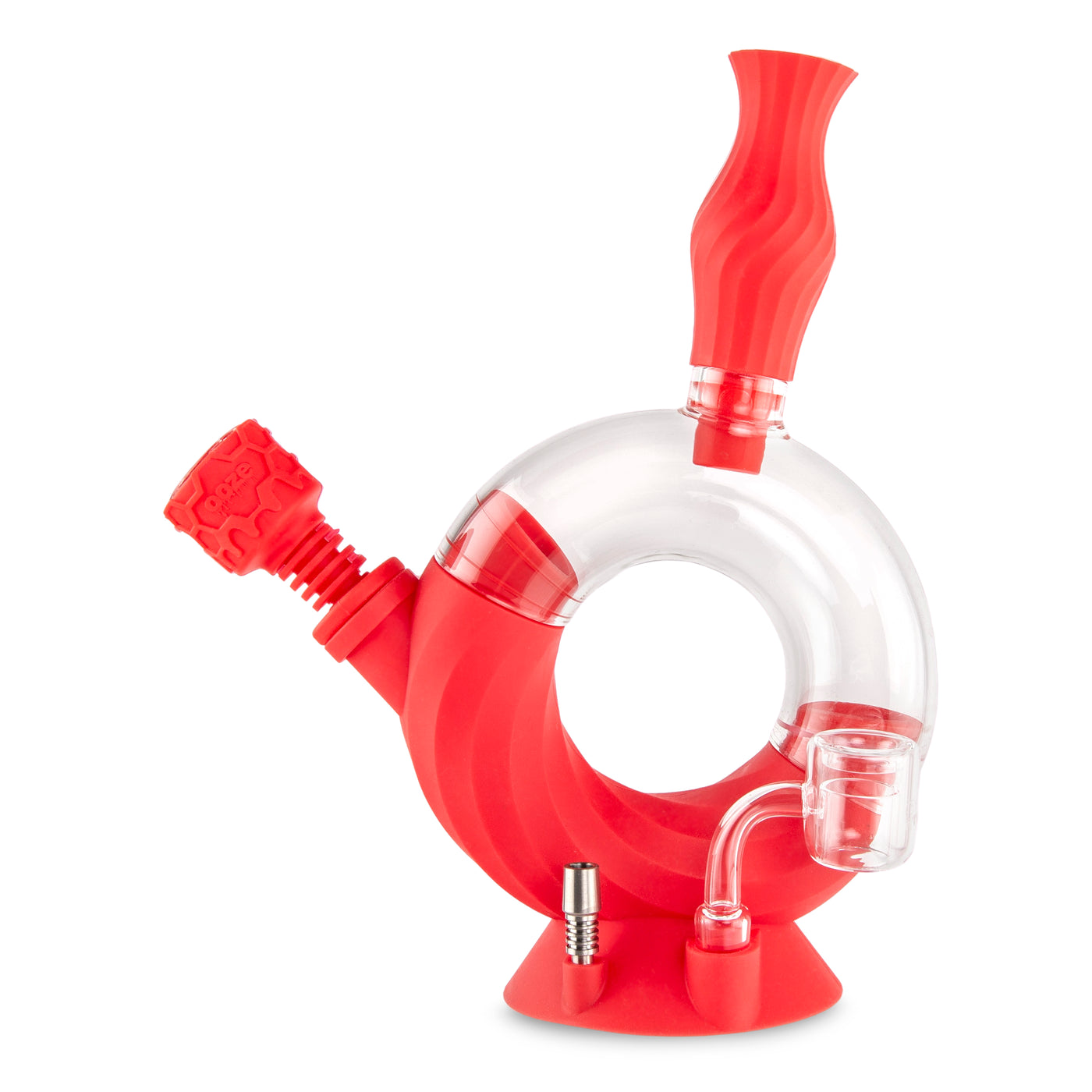 Ooze Ozone Silicone Water Pipe, Dab Rig & Dab Straw - Scarlet