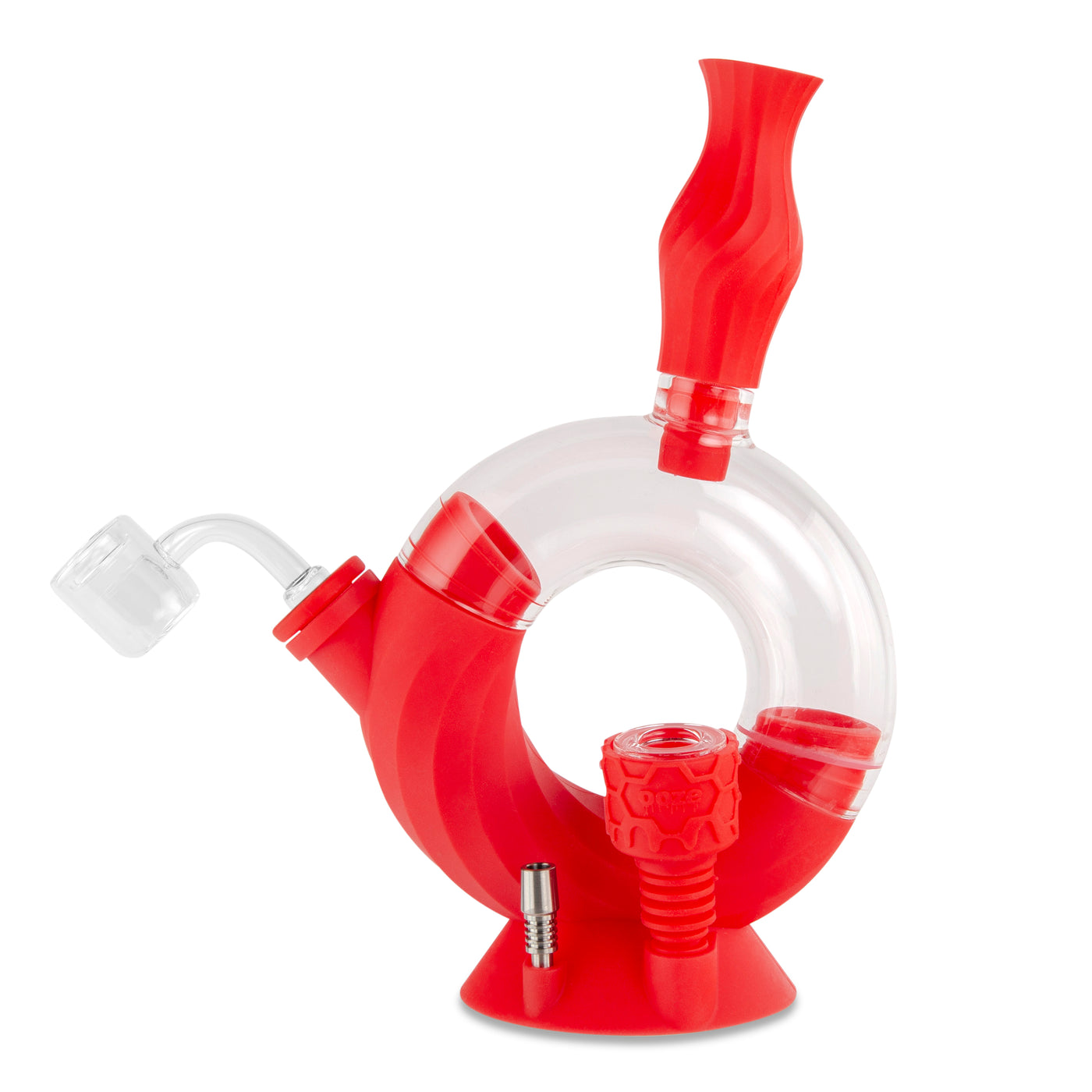 Ooze Ozone Silicone Water Pipe, Dab Rig & Dab Straw - Scarlet