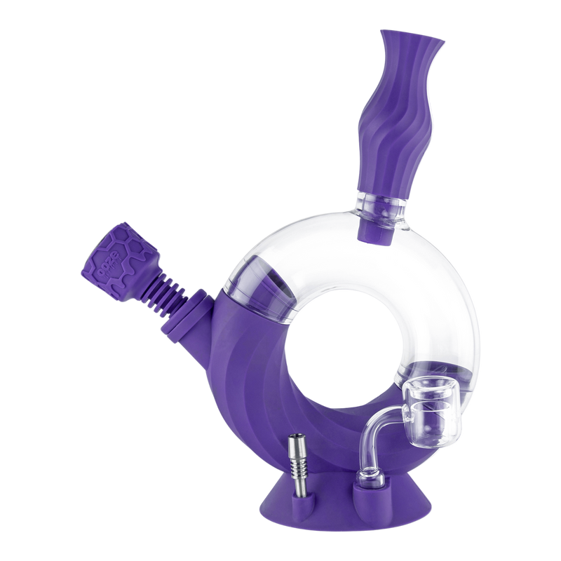 Purple silicone Ozone bone with the bowl attachment inserted