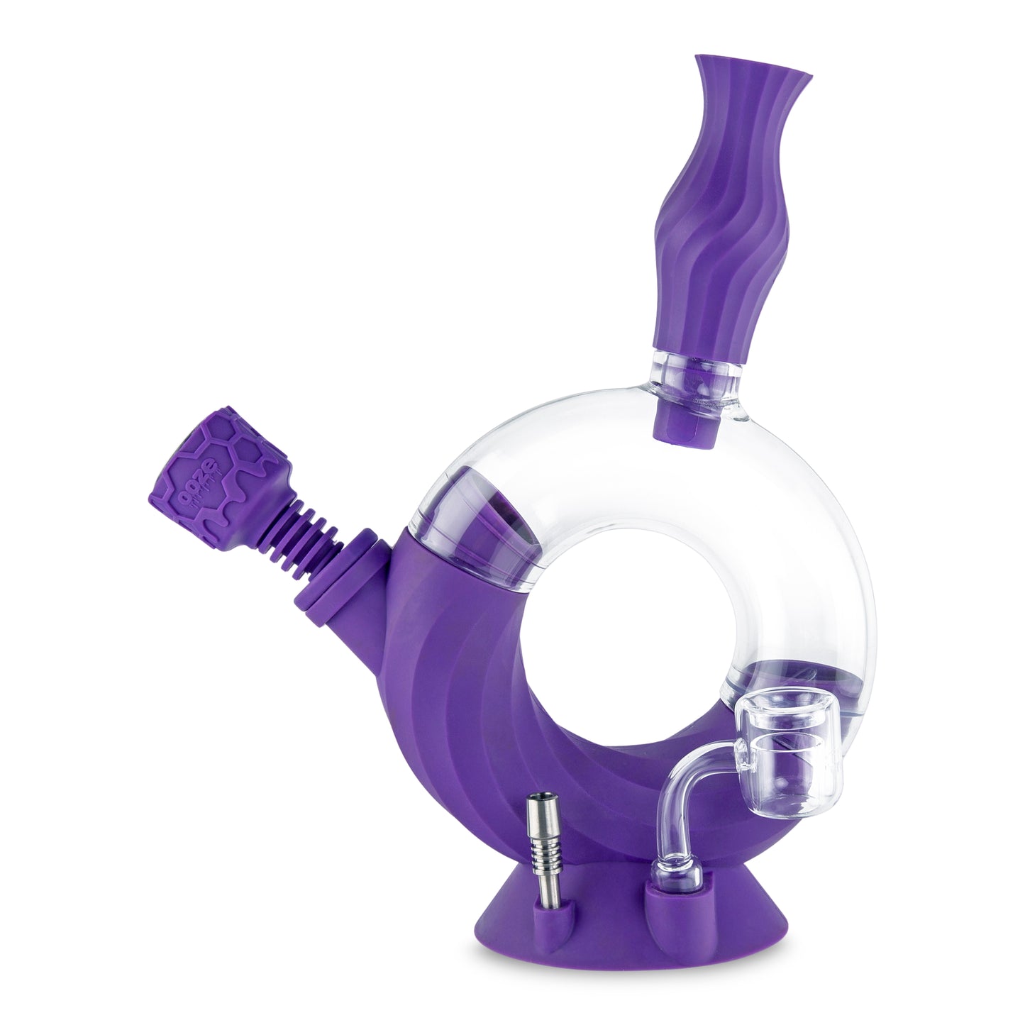 Ooze Ozone Silicone Water Pipe, Dab Rig & Dab Straw - Ultra Purple
