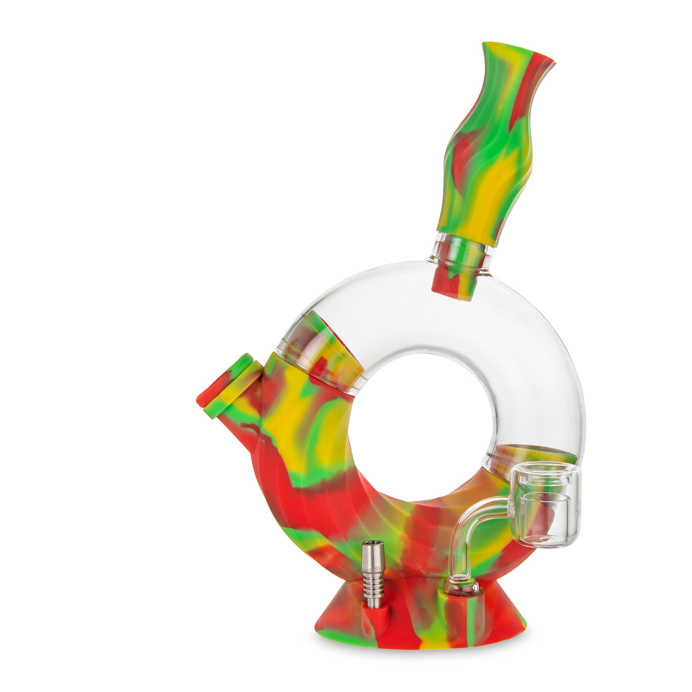 Ooze Ozone Silicone Water Pipe, Dab Rig & Dab Straw - Rasta