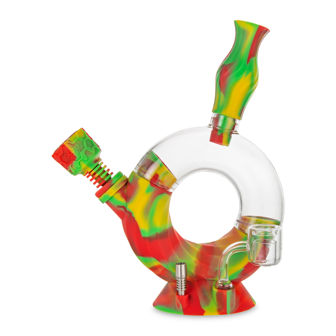 Ooze Ozone Silicone Water Pipe, Dab Rig & Dab Straw - Rasta
