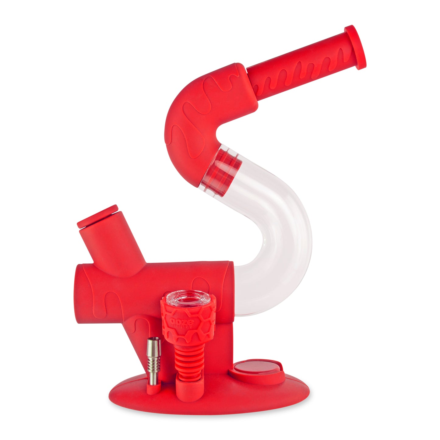 Ooze Swerve Silicone Water Pipe, Dab Rig & Dab Straw - Scarlet