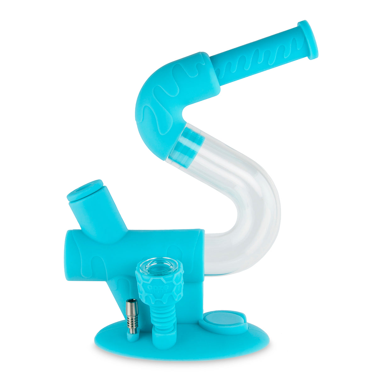 Ooze Swerve Silicone Water Pipe, Dab Rig & Dab Straw - Aqua Teal