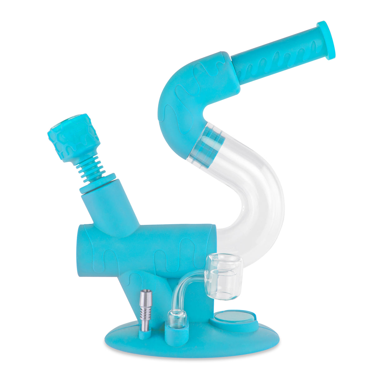 Ooze Swerve Silicone Water Pipe, Dab Rig & Dab Straw - Aqua Teal