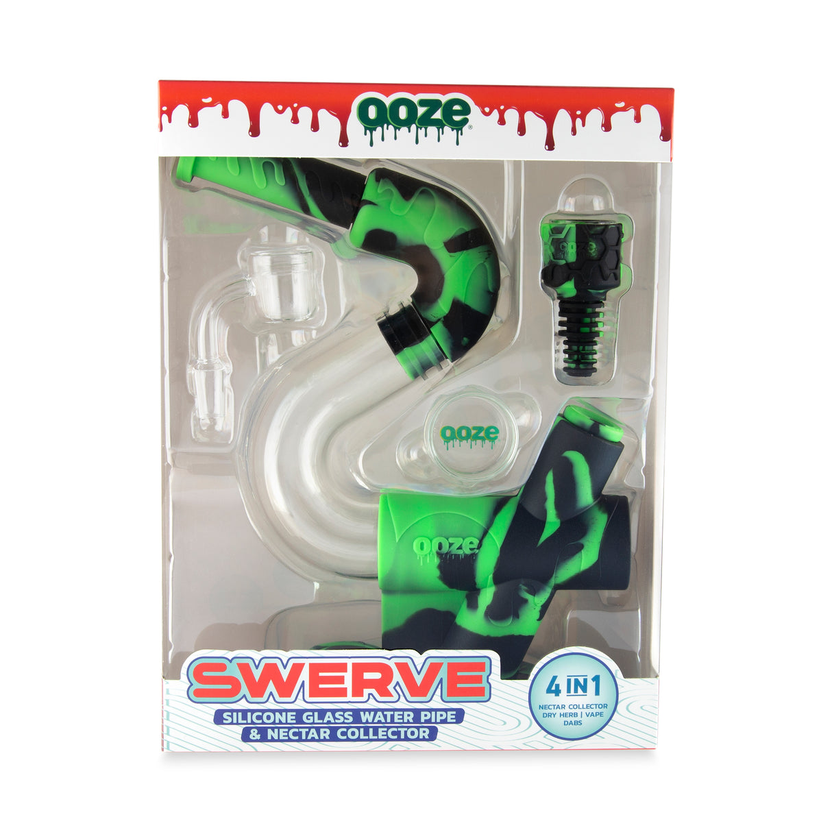 Ooze Swerve Silicone Water Pipe, Dab Rig & Dab Straw - Chameleon