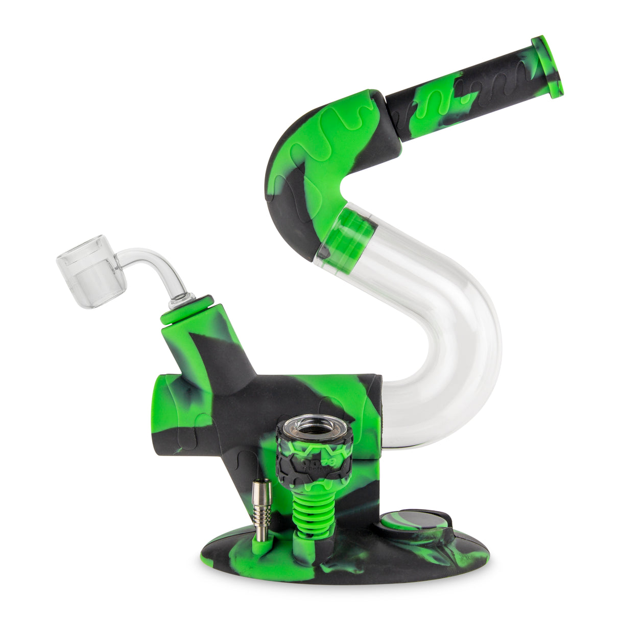 Ooze Swerve Silicone Water Pipe, Dab Rig & Dab Straw - Chameleon