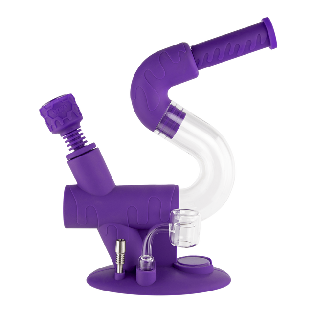Purple silicone Swerve bong with the bowl attachment inserted