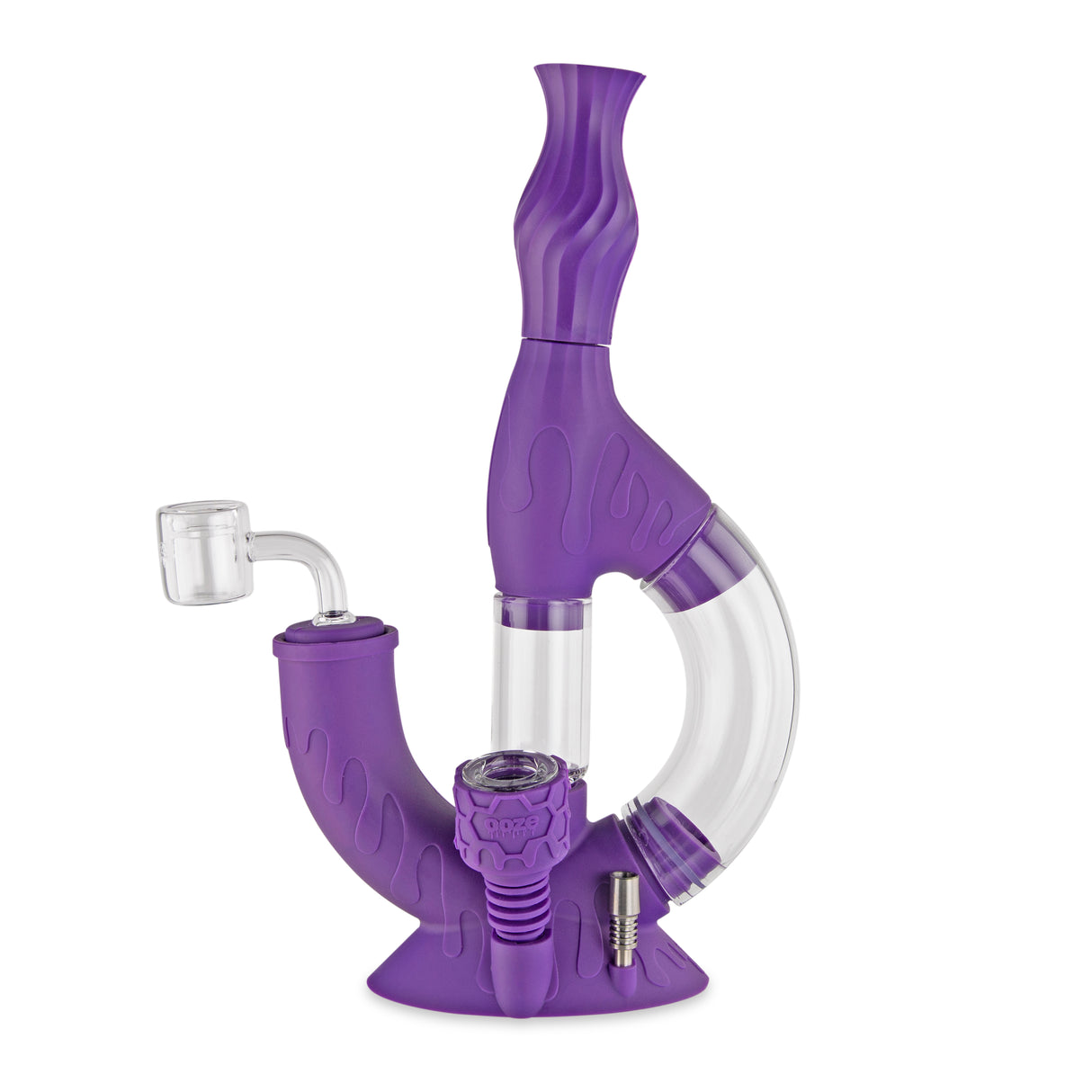 Ooze Echo Silicone Water Pipe, Dab Rig & Dab Straw - Ultra Purple