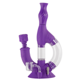 Purple silicone Echo bong with bowl attachment inserted in downstem