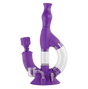 Purple silicone Echo bong with bowl attachment inserted in downstem