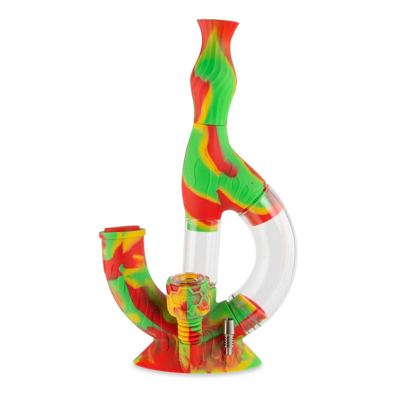 Ooze Echo Silicone Water Pipe, Dab Rig & Dab Straw - Rasta