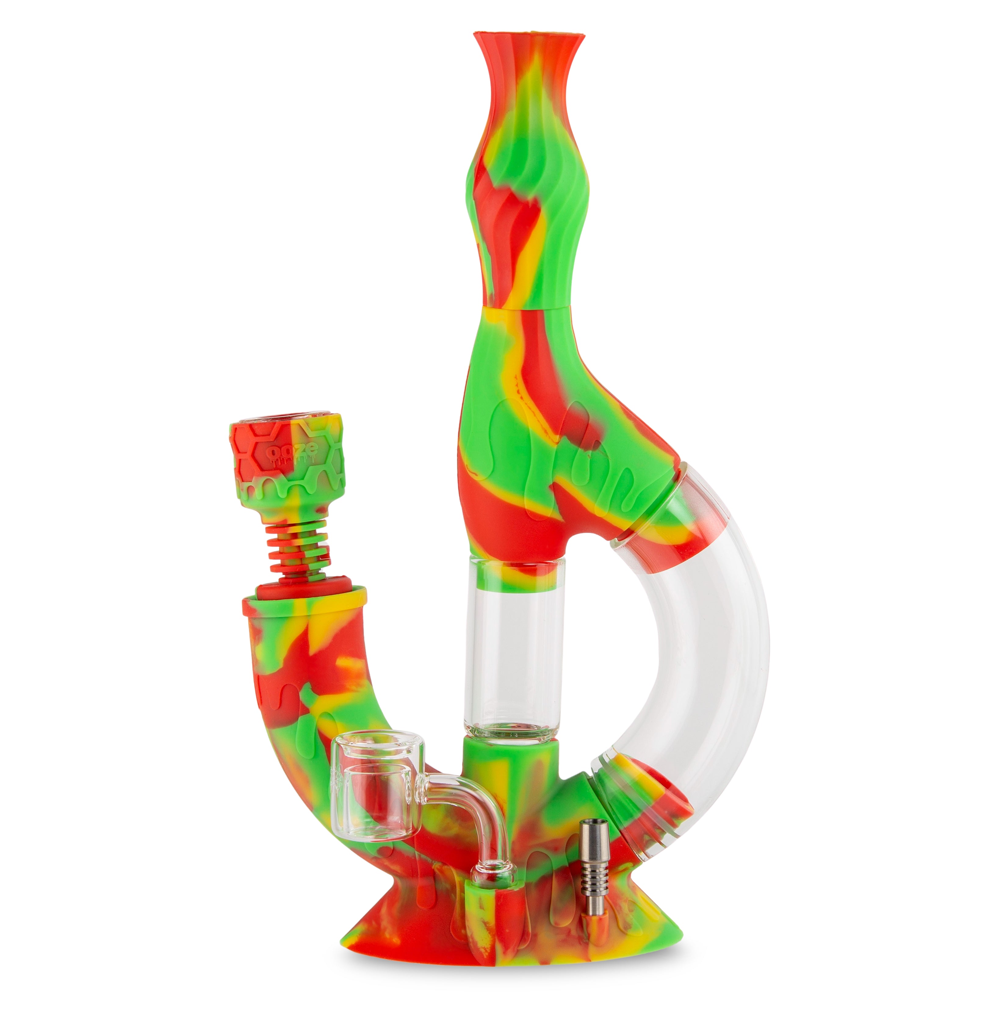 Echo Silicone Water Pipe & Dab Straw - Rasta | Only At OozeLife