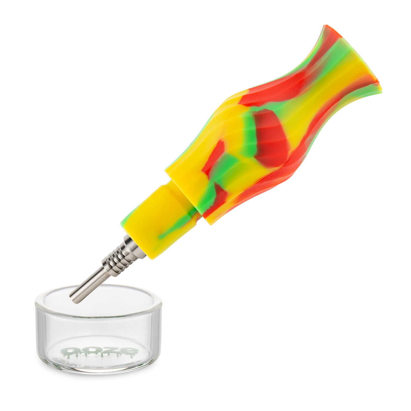 Ooze Echo Silicone Water Pipe, Dab Rig & Dab Straw - Rasta