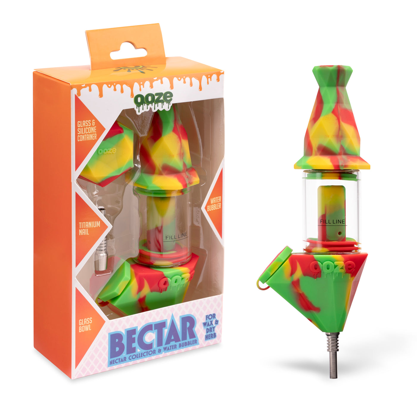 Ooze Bectar Silicone Water Pipe & Nectar Collector - Rasta