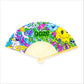 The limited edition Ooze Chroma paper fan is opened all the way to show the design