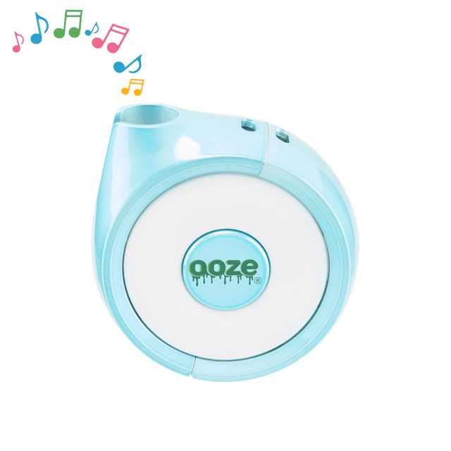 The arctic blue Ooze Movez speaker vape has colorful music notes playing